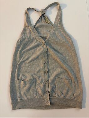 Forever 21 Light Gray Button-Front Halter Knit Top